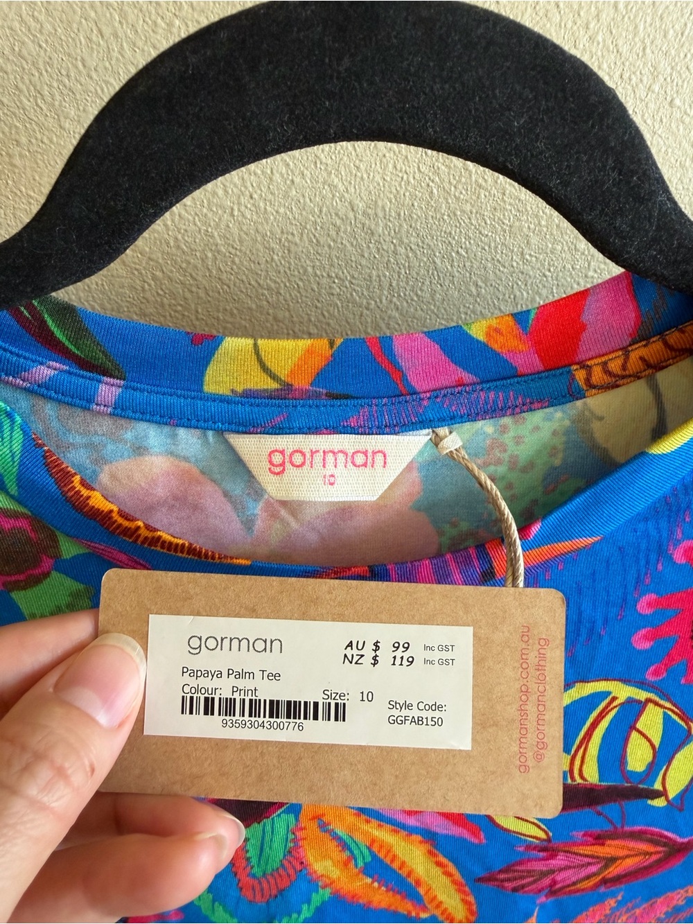 gorman Women’s Papaya Palm Bright Blue Floral Short Sleeve Tee - Picture 3 of 8